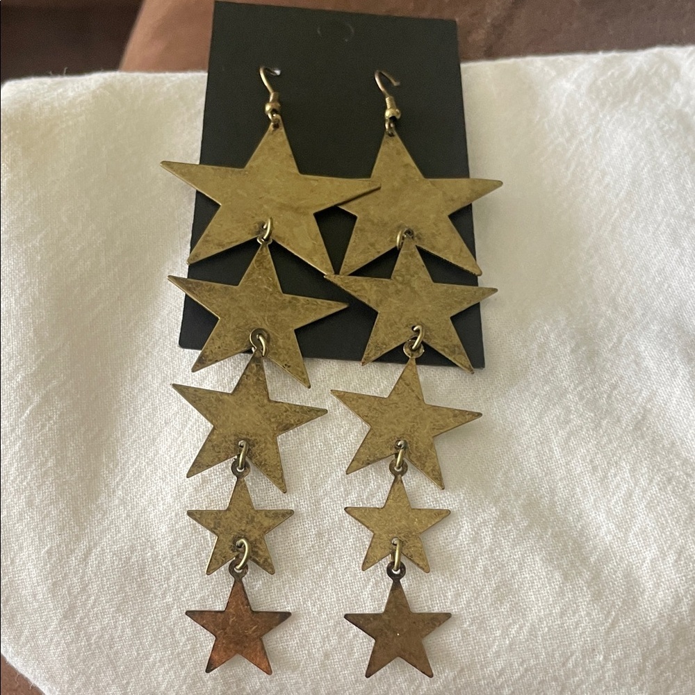 Gold Star Dangle Earrings